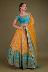 Yellow And Teal Lehenga