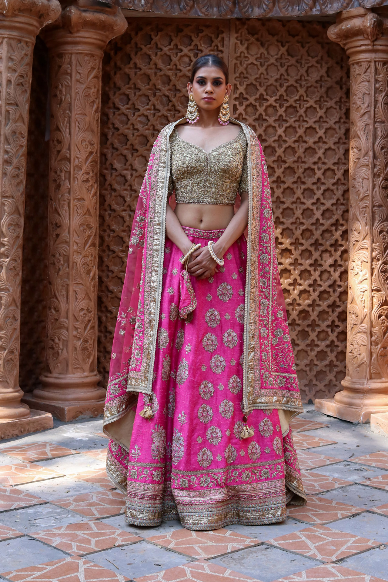 3. PINK EMBELLISHED LEHENGA