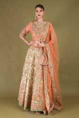 Coral Embellished Lehenga