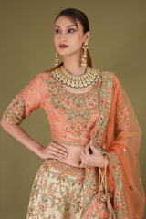 Coral Embellished LehengaDSC05153