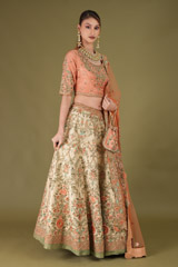Coral Embellished LehengaDSC05155