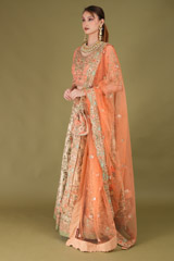 Coral Embellished LehengaDSC05156