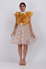 Yellow Dress With Collar Embroidery