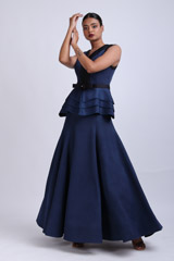 Teal Layered Peplum Gown