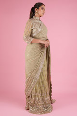 Pista Green Embroidered Lehenga SareeDSC04983