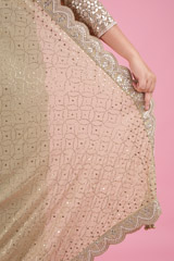 Pista Green Embroidered Lehenga SareeDSC04986