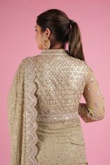 Pista Green Embroidered Lehenga SareeDSC04987
