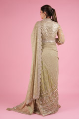 Pista Green Embroidered Lehenga SareeDSC04988