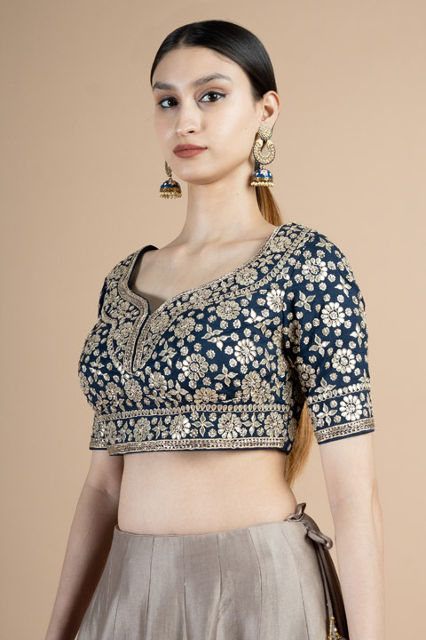 Blue Embroidered Blouse