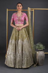 Green Organza Lehenga With Gota Embroidery4833_video
