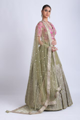 Green Organza Lehenga With Gota EmbroideryIMG_7871