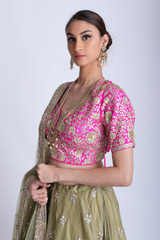 Green Organza Lehenga With Gota EmbroideryIMG_7874