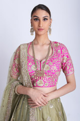 Green Organza Lehenga With Gota EmbroideryIMG_7876