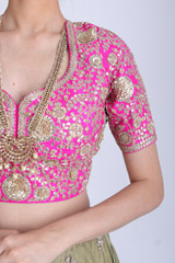 Green Organza Lehenga With Gota EmbroideryIMG_7883