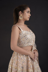 Peach Foil Gota Lehenga_DTR2530