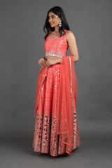 Coral Mirror Work LehengaIMG_1623