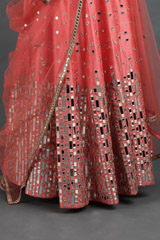 Coral Mirror Work LehengaIMG_1626
