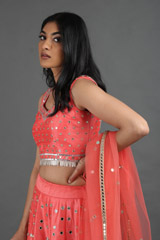 Coral Mirror Work LehengaIMG_1628