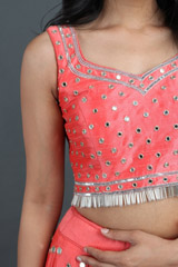 Coral Mirror Work LehengaIMG_1630