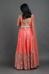 Coral Mirror Work LehengaIMG_1640