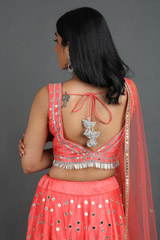 Coral Mirror Work LehengaIMG_1642