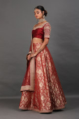 Copper Red Banarasi Lehenga