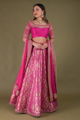 Hot Pink Banarasi LehengaDSC04441