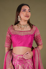 Hot Pink Banarasi LehengaDSC04442