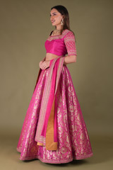 Hot Pink Banarasi LehengaDSC04443