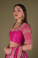 Hot Pink Banarasi LehengaDSC04444