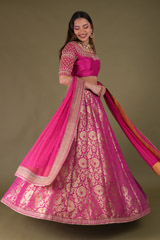Hot Pink Banarasi Lehenga