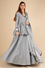 Grey Peplum Lehenga