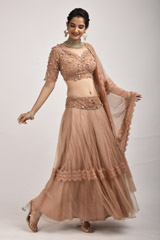 Peach Net Lehenga