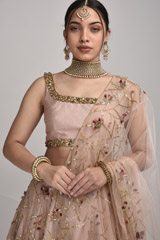 Peach Embellished Lehenga_SUB7474
