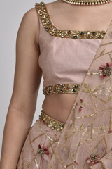 Peach Embellished Lehenga_SUB7485