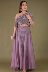 Purple Zari Work Top Bottom SetDSC04412