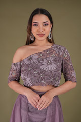 Purple Zari Work Top Bottom SetDSC04413