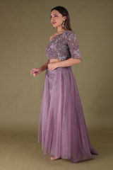 Purple Zari Work Top Bottom SetDSC04414