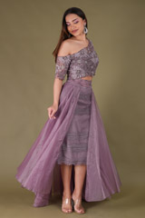 Purple Zari Work Top Bottom SetDSC04418