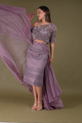 Purple Zari Work Top Bottom SetDSC04419