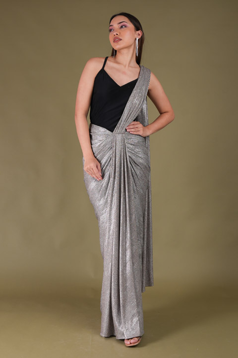 Metallic Saree Gown