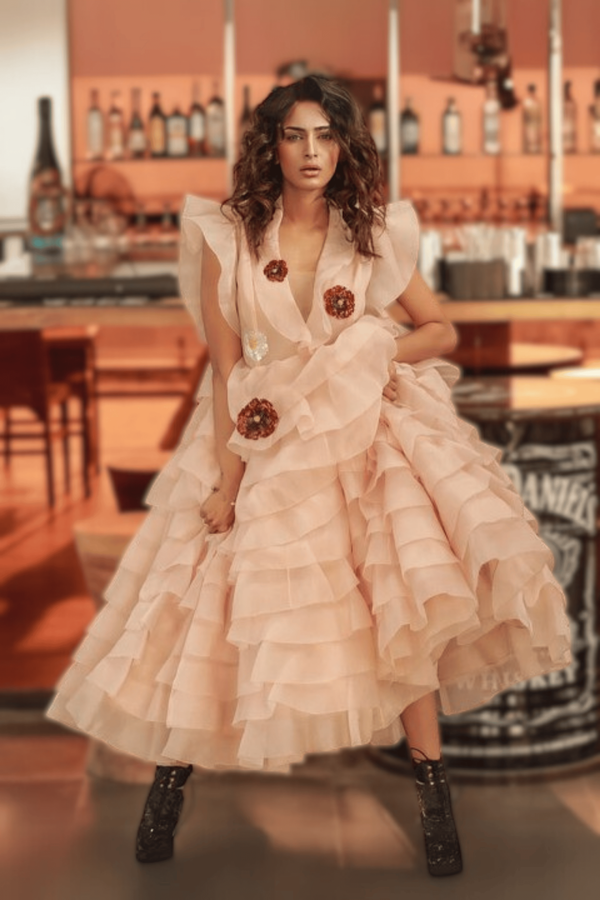 Plunge V Neck Midi Dress