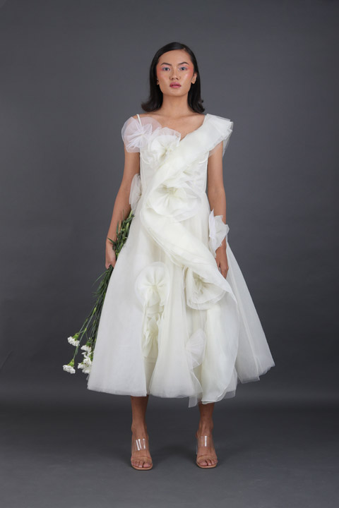 Midi With Ruffles And Organza Flowers