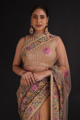 Beige Embellished Saree SetDSC08136