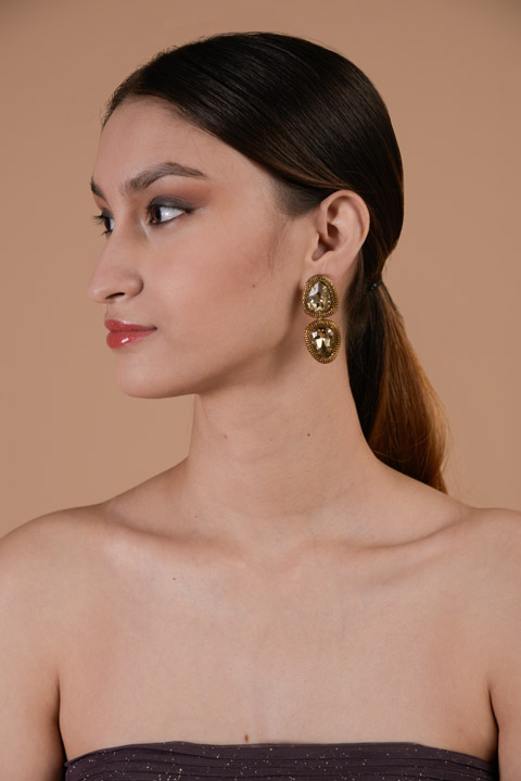 Golden Stone Earring