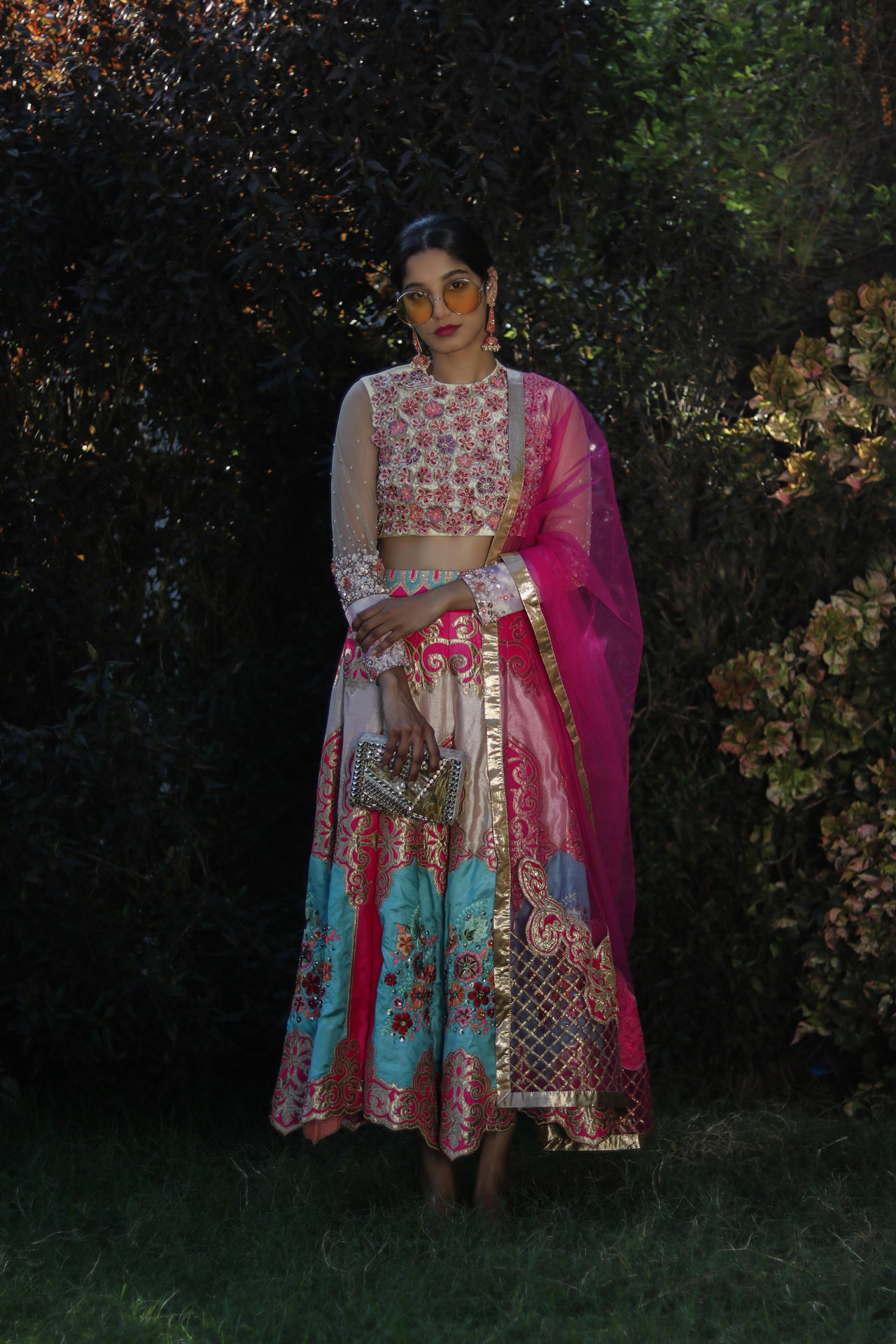 3-D THREAD WORK FLORAL LEHENGA