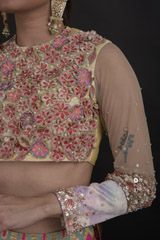 Pink 3D Floral Lehenga Set_DTR0680