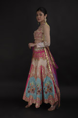 Pink 3D Floral Lehenga Set_DTR0684