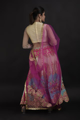Pink 3D Floral Lehenga Set_DTR0686