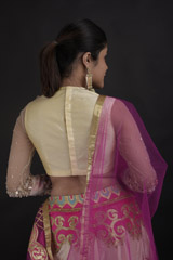 Pink 3D Floral Lehenga Set_DTR0687